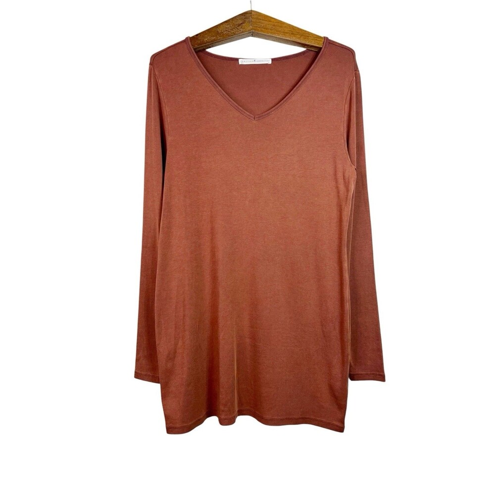 Peruvian Connection Orange Pima Cotton Blend Tunic Blouse Luxury Preppy XL